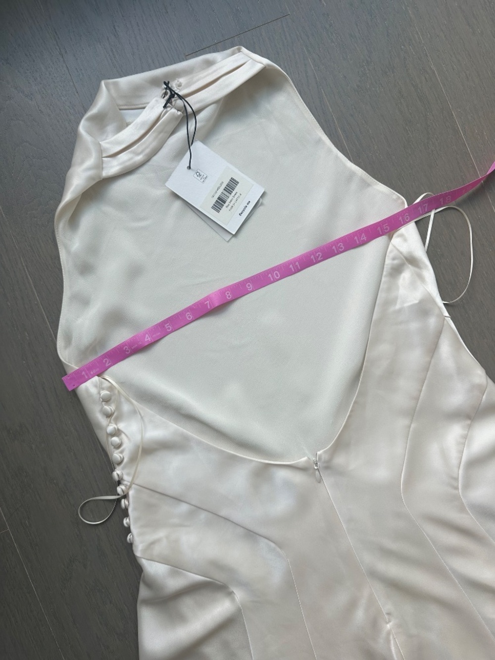 Reformation ROY Satin Wedding Dress Halter Gown Fior Di Latte Ivory With Tags 8 - Picture 14 of 15